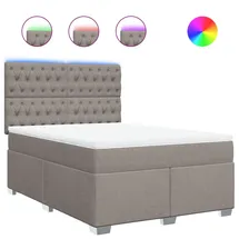 vidaXL Boxspringbett mit Matratze Taupe 140x200 cm Stoff