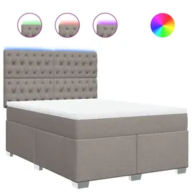 vidaXL Boxspringbett mit Matratze Taupe 140x200 cm Stoff