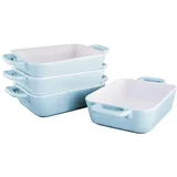 KVOTA rechteckige MINI Auflaufform Ofen- Backform Keramik Set 4 St je 1 Portion ca.9,5x4x13cm innen (12,5 x 4,5 x22 cm außen) 400ml (Blau)