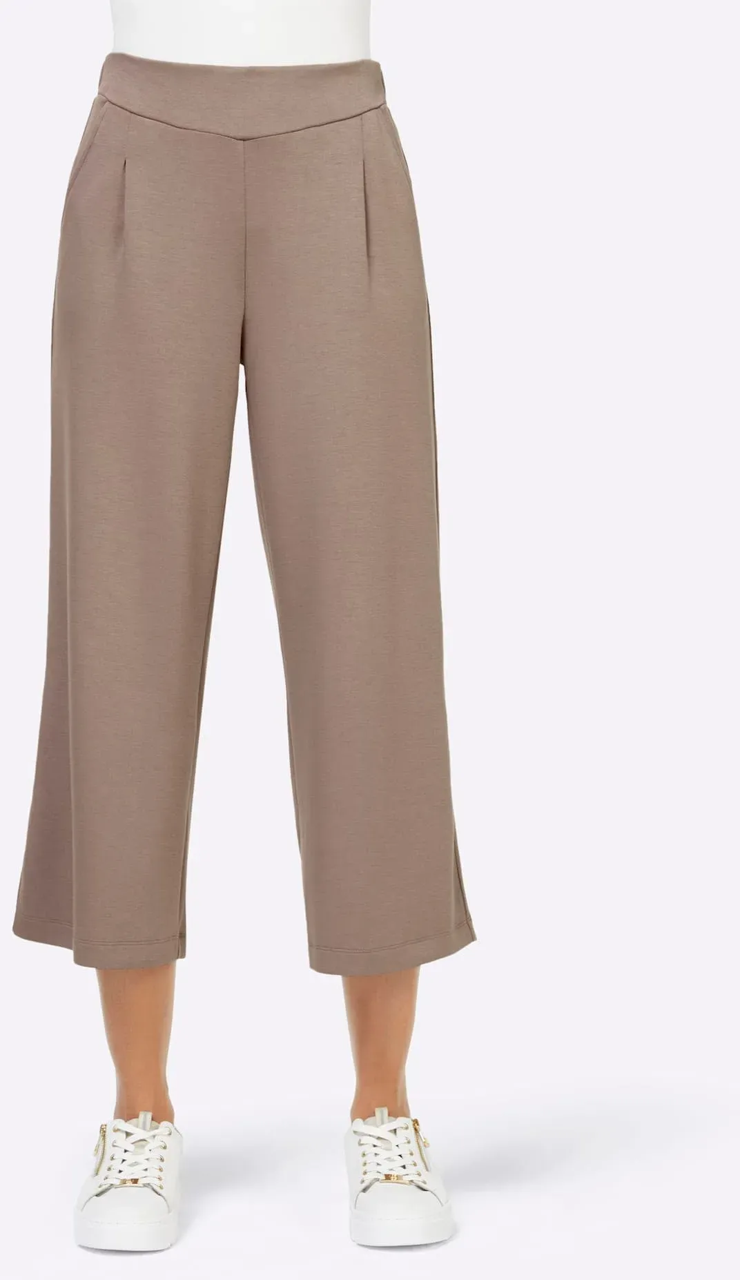 Culotte CREATION L, Damen, Gr. 40, Normalgrößen, grau (taupe), 50% Modal, 44% Polyester, 6% Elasthan, unifarben, 7/8-Länge, Hosen Culotte