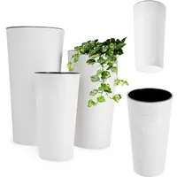 Kadax Bio-Blumentopf Set, mit Einlage, 19+25+30 cm, Weiß -