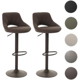 Mendler 2er-Set Barhocker HWC-N64, Barstuhl Tresenhocker, Fußablage drehbar, Kunstleder Metall ~ braun