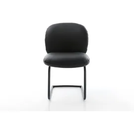 DeLife Freischwinger Nube-Flex Echt-Leder Schwarz Freischwinger rund Schwarz Taschenfederkern