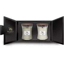 Woodwick Fireside Linen Duftkerze 2 x 275 g weiß