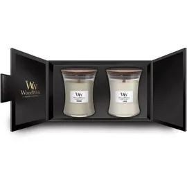 Woodwick Fireside Linen Duftkerze 2 x 275 g weiß