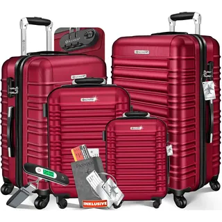 Kesser KESSER® 4tlg. Hartschalenkofferset Hartschalenkoffer Reisekoffer Set Reisekofferset Trolley Koffer Inkl. Kofferwaage + Gepäckanhänger Rollkoffer Schloss 4 Rollen ABS-Hartschale Teleskopgriff S-M-L-XL