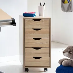 Kadima Design Rollcontainer, 5 Schubladen, `Mdf`-Holz, Büro/Wohnzimmer - Stilvoller Stauraum. 38x33x64 cm