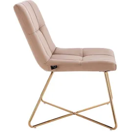 Svita Loungesessel Cocktailsessel Clubsessel Polsterstuhl ohne Armlehnen Goldene Beine Samt-Polster Beige,