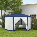 Outsunny Pavillon 3,94 x 3,41 m inkl. 6 Seitenteile Blau