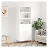 furnicato Highboard Weißes aus Holzwerkstoff und Metall 69,5 x 34 x 180 cm (1 St), Stabiler Schrank mit viel Stauraum und Wandhalterung für Wohnzimmer weiß 69.5 cm x 180 cm x 34 cm