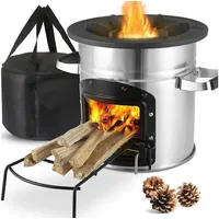 TLGREEN Feuerstelle RocketStove Camp Stove Tragbar, Raketenofen Inkl. Grillpfanne aus Gusseisen mit Tragetasche Ø 26 cm