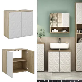 Vicco Waschbeckenunterschrank Edge Weiß modern 60x57 cm Badezimmer, Schrank Badschrank Badkommode Badmöbel 2 Türen