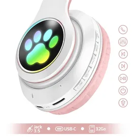 Avizar Bluetooth Kinderkopfhörer Katzenohren Rosa