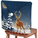 Hixingo Weihnachten Stuhlhussen 2 4 6 8 er Set,Blau Weihnachten Stretch Stuhlhussen Waschbar Stuhlbezug,Esszimmerstühle Stuhlbezüge für Küche,Restaurant,Bankett,Party Schutz (2er Set,Rotwild)