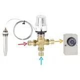 emmeti s.p.a 3-Wege Thermomischer Festwertregler für Heizung Fixtemperatur für Fußbodenheizung 20-65 °C 20 (3/4")