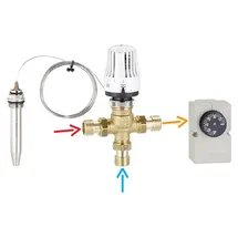 emmeti s.p.a 3-Wege Thermomischer Festwertregler für Heizung Fixtemperatur für Fußbodenheizung 20-65 °C 20 (3/4")