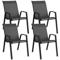 Gartenstühle 4er Set Stapelbar Outdoor Sessel Mit Armlehnen Polyrattan Verkleidung Rattanoptik