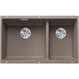 Blanco Subline 430/270-U links Unterbau granit tartufo Handbetätigung 755 x 460 mm