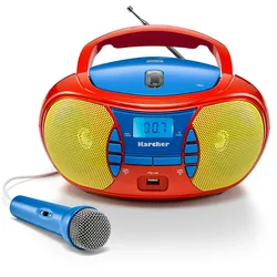 Kärcher Karcher RR 5026 tragbares CD Radio - bunte Boombox mit CD-Player, UKW Radio, USB & Mikrofon