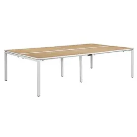Paperflow easyDesk Doppelschreibtisch buche rechteckig, 4-Fuß-Gestell weiß 280,0 x 166,0 cm