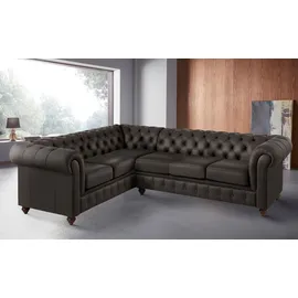 Home Affaire Chesterfield-Sofa »Chesterfield Ecksofa, auch in Leder L-Form«, hochwertige Knopfheftung, langer Schenkel links oder rechts wählbar braun