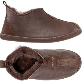 Vanuba Kalahari Handmade Damen Hausschuhe, Naturleder, 100% Schafwolle, Warme und Bequeme Hausschuhe, Leder Harz Braun/Braun, 41