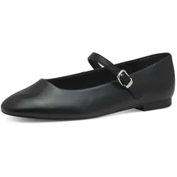 Riemchenballerina TAMARIS, Damen, Gr. 36, schwarz, Lederimitat, unifarben, klassisch, Schuhe, Blockabsatz, Businessschuh, Flats in veganer Verarbeitung