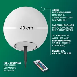 EasyMaxx Solarleuchte Kunststoff 40 cm x 40 cm x 37 cm 2er Set weiß