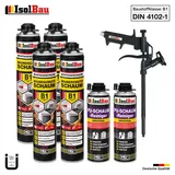 Brandschutzschaum B1 Bauschaum 4x 750ml 2x Reiniger Schaum Montageschaum Pistole