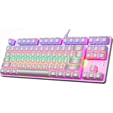 LexonElec Mechanische Gaming-Tastatur Compact 87 Tasten Volle Anti-Ghosting-Funktion Mechanische Computertastatur 24 Modi Von hinten beleuchtete USB-Kabel Blau-Äquivalent-Schalter für PC