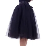 Tüllrock Damen Tüll Röcke Tütü Tutu Erwachsene Rock Tüll Petticoat Unterrock Tüllröcke Midi Karneval Ballett Tutu Kostüm Tütüs Prinzessin Fasching Tüllröckchen 50er Rockabilly 7 Schicht Schwarz - Taille 65-120 CM, Länge 65 CM