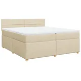 vidaXL Boxspringbett mit Matratze Creme 200x200 cm Stoff