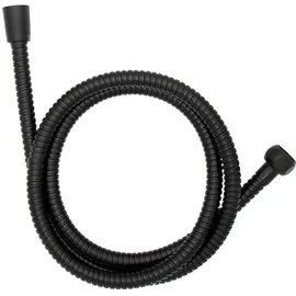 Wenko Duschschlauch 150 cm, Brauseschlauch ummantelt mit rostfreiem Edelstahl, passt an alle Duschköpfe dank 1/2" Standardanschluss, praktischer Verdrehschutz, trinkwasserzugelassen, Schwarz,