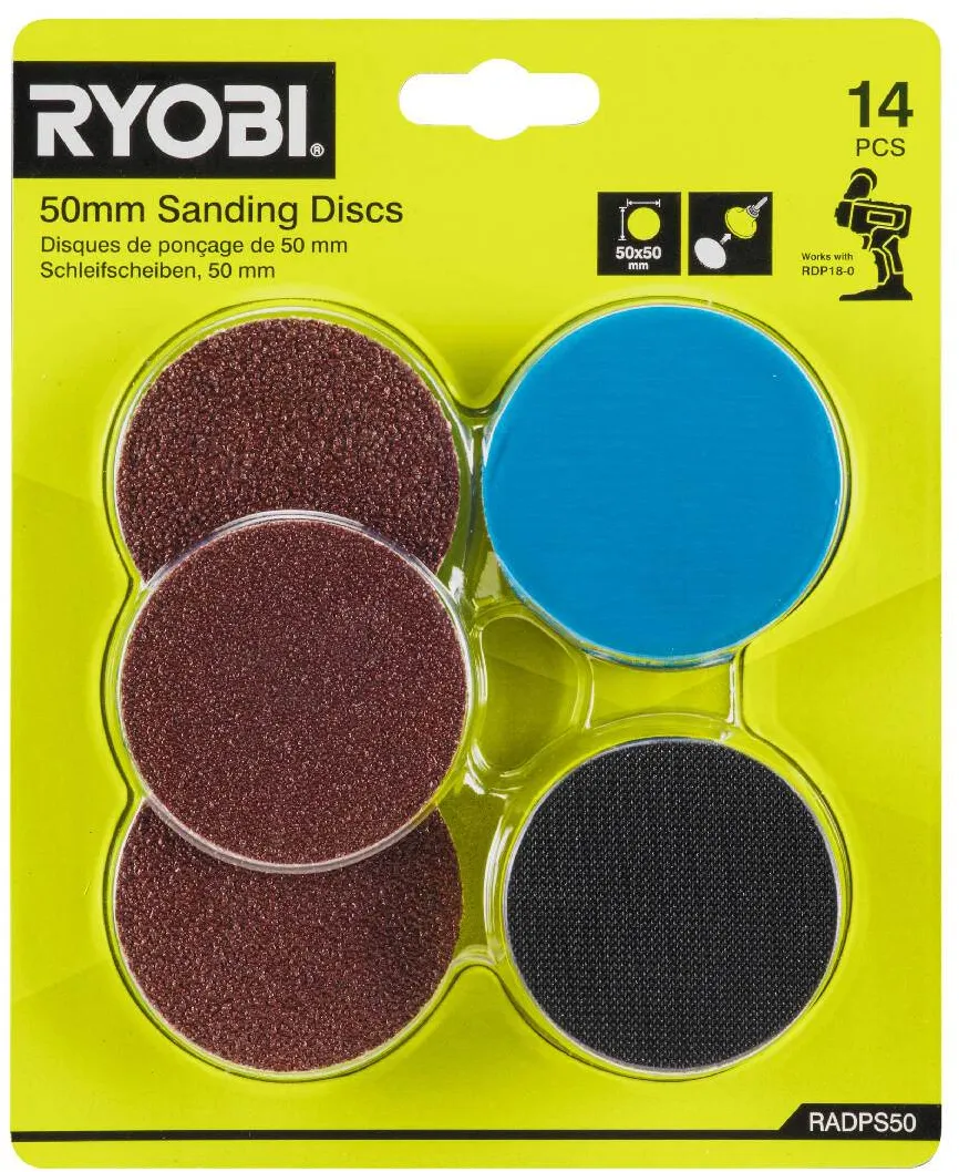 RYOBI Schleifblätter, 50 mm, 14-teilig, für RDP18-0