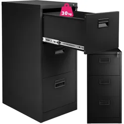 tectake® Aktenschrank, aus pulverbeschichtetem Stahl, Etiketten zur Beschriftung, 62,4 x 46 x 102,8 cm