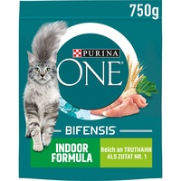 Nestle PURINA ONE BIFENSIS Indoor Formula Katzenfutter trocken für Hauskatzen, reich an Truthahn, 6er Pack (6 x 750g)