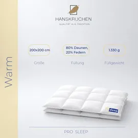 HANSKRUCHEN GmbH HANSKRUCHEN Bettdecke Daunen 200x200 cm Warm waschbar Allergiker Winterbettdecke atmungsaktiv Daunendecke weiss - Weiß