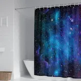 Whoiy Duschvorhänge 240 x 200 Polyester Mehrfarbig Waschbar, Duschvorhänge Textil Stoff Universum Sternenhimmel Motiv Badewanne Vorhang für Badewanne und Dusche mit Duschvorhangringe