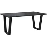 MEBLINI Esstisch Schwarz Hochglanz Modern - Küchentisch Schwarz - Esszimmertisch Gross - Tischplatte 160x90 - Brooklyn - V-Beine - Schwarz Hochglanz/Schwarz Matt