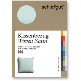 schlafgut Kissenbezug Woven Satin 80 x 80 cm Blau/Petrol