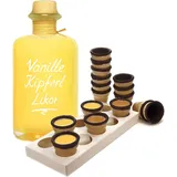 Vanille Kipferl Likör 0,7L Sämig & süffig mit 8 Waffelbechern & Becherhalter 17%