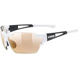 Uvex Sportstyle 803 race CV V - Sportbrille für Damen und Herren - konstraststeigernd & verspiegelt - selbsttönend - white black matt/red - one size