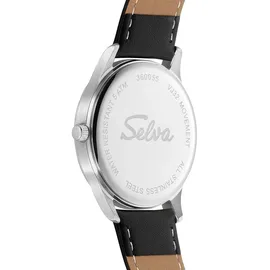Selva SELVA Quarz-Armbanduhr mit Lederband Zifferblatt schwarz Ø 39mm