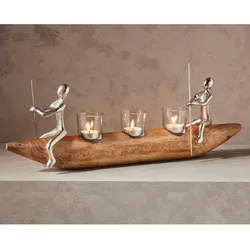 Kerzenhalter HEINE HOME, beige (natur), B:56cm H:17,5cm T:14cm, Kerzenhalter
