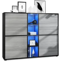 Vladon Highboard, Anthrazit, 130.5x105.5x35.5 cm, Wohnzimmer, Kommoden & Sideboards,