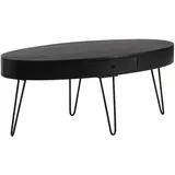 FineBuy Couchtisch oval Schwarz Massivholz 100 x 50 x 40 cm