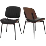 2er-Set Esszimmerstuhl MCW-O44, Küchenstuhl Stuhl, Bugholz Kunstleder Öko-Tex MVG ~ Walnuss-Optik, schwarz