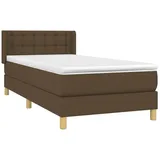 vidaXL Boxspringbett mit Matratze Dunkelbraun 100x200 cm Stoff