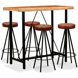 vidaXL Bar-Set 5-tlg. Akazie Massivholz, Echtleder und Canvas