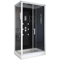 HOME DELUXE - Komplettdusche WAVE XL - Schwarz, Maße: 120 x 80 - inkl. Radio, Regendusche und komplettem Zubehör I Fertigdusche, Dusche, Duschtempel